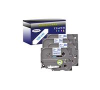 4 Rubans d'étiquettes compatibles avec Brother Tze-243 pour étiqueteuses P-touch -Bleu sur blanc - 18 mm x 8 mètres - T3AZUR