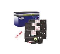 4 Rubans d'étiquettes compatibles avec Brother Tze-262 pour étiqueteuses P-touch - Rouge sur blanc - 36 mm x 8 mètres -
