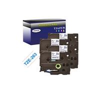 4 Rubans d'étiquettes compatibles avec Brother Tze-263 pour étiqueteuses P-touch - Bleu sur blanc - 36 mm x 8 mètres -