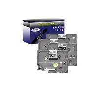 4 Rubans d'étiquettes compatibles avec Brother Tze-315 pour étiqueteuses P-touch -Blanc sur fond noir - 6 mm x 8 mètres -