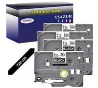 4 Rubans d'étiquettes compatibles avec Brother Tze-325 pour étiqueteuses P-touch - Blanc sur noir - 9 mm x 8 mètres -