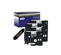 4 Rubans d'étiquettes compatibles avec Brother Tze-344 pour étiqueteuses P-touch -Doré sur noir - 18 mm x 8 mètres -