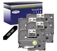 4 Rubans d'étiquettes compatibles avec Brother Tze-345 pour étiqueteuses P-touch - Blanc sur noir - 18 mm x 8 mètres - T3AZUR G
