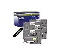 4 Rubans d'étiquettes compatibles avec Brother Tze-345 pour étiqueteuses P-touch - Blanc sur noir - 18 mm x 8 mètres -