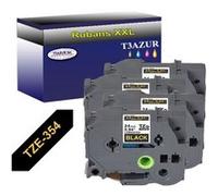 4 Rubans d'étiquettes compatibles avec Brother Tze-354 pour étiqueteuses P-touch - Doré sur noir - 24 mm x 8 mètres - T3AZUR G
