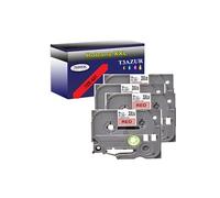 4 Rubans d'étiquettes compatibles avec Brother Tze-421 pour étiqueteuses P-touch -Noir sur rouge - 9 mm x 8 mètres -