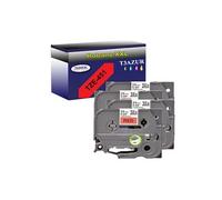4 Rubans d'étiquettes compatibles avec Brother Tze-451 pour étiqueteuses P-touch - Noir sur rouge - 24 mm x 8 mètres - T3AZUR