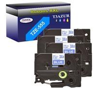4 Rubans d'étiquettes compatibles avec Brother Tze-555 pour étiqueteuses P-touch -Blanc sur bleu - 24 mm x 8 mètres - T3AZUR G