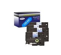 4 Rubans d'étiquettes compatibles avec Brother Tze-555 pour étiqueteuses P-touch -Blanc sur bleu - 24 mm x 8 mètres -