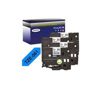 4 Rubans d'étiquettes compatibles avec Brother Tze-561 pour étiqueteuses P-touch - Noir sur bleu - 36 mm x 8 mètres -