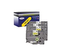 4 Rubans d'étiquettes compatibles avec Brother Tze-641 pour étiqueteuses P-touch - Noir sur jaune - 18 mm x 8 mètres -