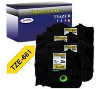 4 Rubans d'étiquettes compatibles avec Brother Tze-661 pour étiqueteuses P-touch - Noir sur jaune - 36 mm x 8 mètres -