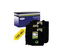 4 Rubans d'étiquettes compatibles avec Brother Tze-661 pour étiqueteuses P-touch - Noir sur jaune - 36 mm x 8 mètres -