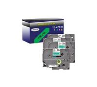 4 Rubans d'étiquettes compatibles avec Brother Tze-741 pour étiqueteuses P-touch - Noir sur vert - 18 mm x 8 mètres - T3AZUR