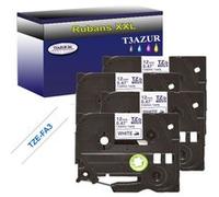 4 Rubans d'étiquettes compatibles avec Brother Tze-FA3 pour étiqueteuses P-touch -Bleu sur blanc - 12 mm x 3 mètres - T3AZUR