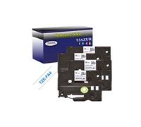 4 Rubans d'étiquettes compatibles avec Brother Tze-FA4 pour étiqueteuses P-touch -Bleu sur blanc - 18 mm x 3 mètres -
