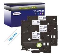 4 Rubans d'étiquettes compatibles avec Brother Tze-FA4 pour étiqueteuses P-touch -Bleu sur blanc - 18 mm x 3 mètres -
