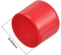 4 Rubber End Caps 1 5/16"" (34mm) ID Vinyl Round End Cap Screw Covers Thread Protectors Red
