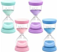 4 Sablier Colore Kit, Minuterie de Cuisine, Sable Couleurs Horloge pour Douche Enfants, Cuisine, École, Bureau, Gym, 3/5/10/15/30Min