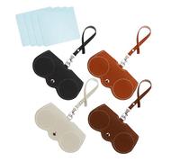 4 sacs à lunettes à suspendre et 4 chiffons à lunettes bleu-gris, étui à lunettes, sac à lunettes en cuir souple, étui à lunettes portable ultra-fin, housse de protection de voyage pour lunettes.