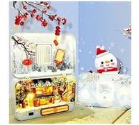 4 saisons paysage bricolage miniature led lumière dollhouse cadeaux saint valentin festival G