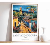 4 Santiago De Cuba Poster Santiago De Cuba Travel Print Cuba Travel Art Tropical Decor Caribbean Poster A5 - Décoration murale inspirante et motivante pour la vie quotidienne Citation encourageante d