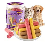 4 Saveurs/150g Bâtons À Mâcher pour Chatons,Bâtons À Mâcher pour Chats Et Chiens,Santé De La Peau Et du Pelage,Contrôle des Boules De Poils,Aussi pour Chiens (150g)