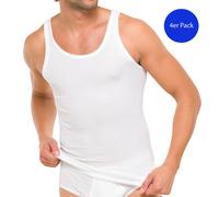 4 Schiesser Homme Maillots de Corps,0/0 Bras ,Côte Double Coton Basic - Blanc /