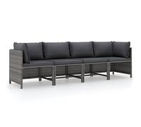 4 Seater Outdoor Garden Sofa Set with Cushions, Waterproof Woven Resin & Powder Coated Steel Frame, Grey Patio Furniture for Terrace, Backyard, Comfortable Lounge Seating, Easy to Clean and Move