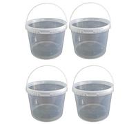 4 Seaux Empilables de 5 Litres avec Couvercle Transparent pour Lait, Miel, Farine - Récipients en Plastique avec Autorisation Alimentaire