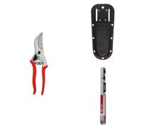 4 Sécateur Professionnel Bypass 25 mm pour Main Droite + Étui Cuir FELCO 910 Black + Aiguiseur Multifonction FELCO 905 pour Entretien Durable