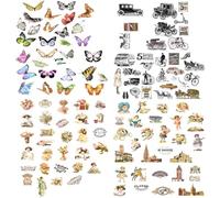 4 Séries de 240 Pièces Stickers Autocollants Fleurs Papillons Plantes Auto-adhésif Gommette Sticker Scrapbooking Note Flower Décoration DIY Cadeau pour Album Journal Livres Ordinateur Portable