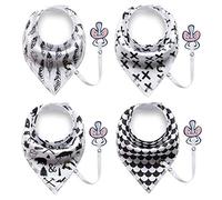 4 Seringues Bébé Unisexes Bave Bavettes Avec Photos Des Bambins Bandana de Coton Biologique Unique Cadeau Super Absorbant de Douche réGlable avec Sucette Pince Dentition Façon d'alimentation (I)