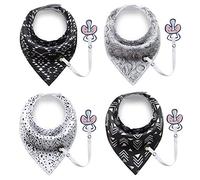 4 Seringues Bébé Unisexes Bave Bavettes Avec Photos Des Bambins Bandana de Coton Biologique Unique Cadeau Super Absorbant de Douche réGlable avec Sucette Pince Dentition Façon d'alimentation (H)