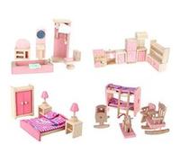 4 Set Dollhouse Furniture Kids Toy Bathroom Kid Room Bedroom Kitchen Set G