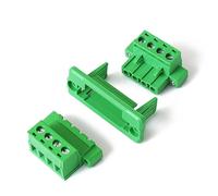 4 Sets, 4P Through-Panel Solderless Terminal Block, Plug-in Fixed Mount, Green Housing, Tin Nickel-Plated Brass Contacts Barrette de connexion