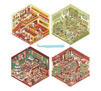4 Sets DIYs House Stickers, Autocollants de maison à faire soi-même, Autocollants de scène de maison miniature, Scrapbook House Décalcomanies Effet pour faire votre propre