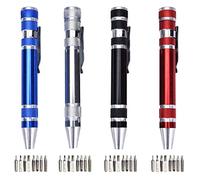 4 Sets Set de Tournevis Tournevis Aimanté Tournevis Pen 8 en 1 Mini Tournevis Précision Kit Stylo à Bille Design Kit de Réparation Fendue Portable pour Laptop Montre Bijou Jouets Lunettes etc