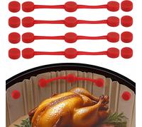 4 Sets Silicone Magnetic Loops For Baking Paper In Air Fryer Safe Attachment Magnetic Clips Heat Resistant Prevents Paper Burning (Red)