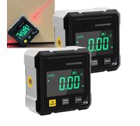 4-Side Magnetic Digital Angle Gauge with Laser, Digital Angle Finder Magnetic, Cube Inclinometer with Backlight, Table Saw Miter Protractor, Level Box for Hanging (2pcs)
