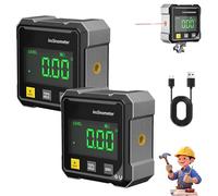 4-Side Magnetic Digital Angle Gauge with Laser, Digital Inclinometer Magnetic with Laser, Mini Nivel Digital, USB Charging Digital Inclinometer Level for Woodworking Construction (2PCS)