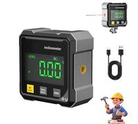 4-Side Magnetic Digital Angle Gauge with Laser, Digital Inclinometer Magnetic with Laser, Mini Nivel Digital, USB Charging Digital Inclinometer Level for Woodworking Construction (1PCS)