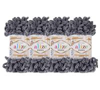 4 skn/Ball Alize Puffy Baby Big Loop Pelote de laine 100 % micropolyester 400 g (87-gris charbon)