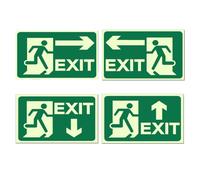 4 Sortie D'urgence Flèche Avante,Panneau Sortie de Secours,Sortie d'urgence Adhésif PVC résistant pour extérieur et intérieur,Bloc Secours,Issue de Secours,Panneaux de Sécurité extérieur-intérieur