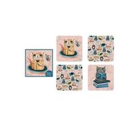 4 sous verres Allen Cats wine