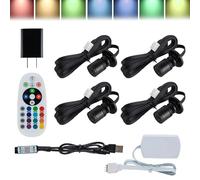 4 spots encastrés LED Mini Spot, 1W, 180°, pour une utilisation intérieure avec télécommande Bluetooth, spots LED RGB en aluminium, éclairage de tableaux pour couloirs, magasins, vitrines à bijoux