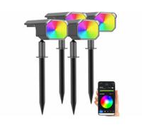 4 spots solaires connectés avec LED RVB CCT 100 lm Luminea Home Control