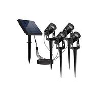 Lumisky Spots solaires ROUNDY H27 cm – 4x reliés, panneau solaire déporté, LED blanc froid
