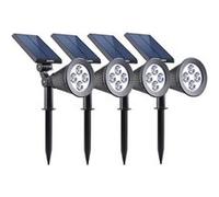 Lumisky Lot de 4 spots solaires projecteurs 2en1 à piquer ou à fixer éclairage puissant dimmable LED blanc SPIKY H42cm