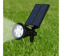 Lot de 4 spots solaires projecteurs 2en1 à piquer ou à fixer éclairage puissant dimmable LED blanc SPIKY H42cm